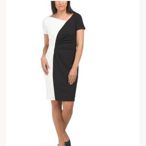 Maggy London Colorblock Black and White Sheath Dress